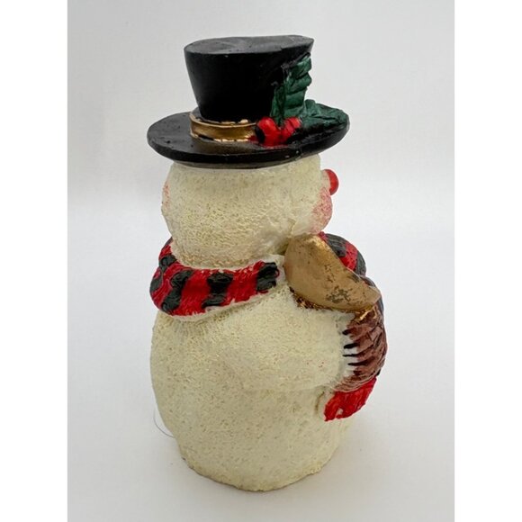 Vintage Snowman Christmas Figurine With Top Hat Striped Scarf and Shovel - Picture 4 of 8